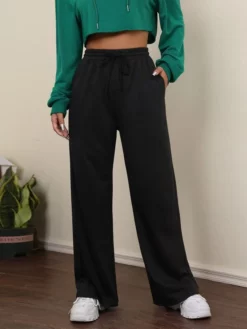COZZY - Pantalon de jogging à cordon unicolore, Noir