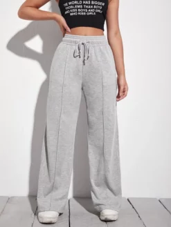 COZZY - Pantalon de survêtement solide à taille avec cordon de serrage, Gris