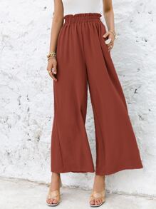 COZZY - Simplee Pantalon ample avec taille élastique sans ceinture, Acajou