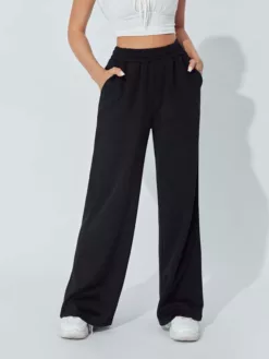 COZZY - Pantalon large avec poches et sans cordon, en noir