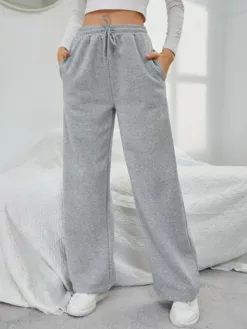 COZZY - Pantalon de survêtement uni à cordon de serrage et poche oblique, Gris