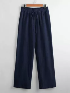 COZZY - Pantalon palazzo à nœud, Bleu marine