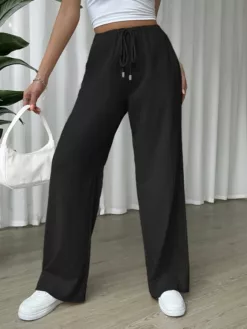 COZZY - Pantalon ample à cordon sans poche, Noir