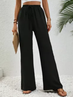 COZZY - Pantalon Ample À Noeud sans Poche, Noir