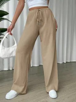 COZZY - Pantalon ample à cordon sans poche, Camel
