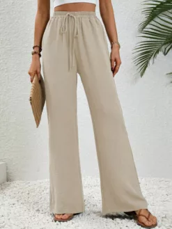 COZZY - Pantalon Ample À Noeud sans Poche, Beige