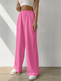 COZZY - Pantalon Ample Unicolore sans Poche, Rose