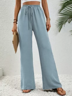 COZZY - Pantalon Ample À Noeud sans Poche, Bleu ciel