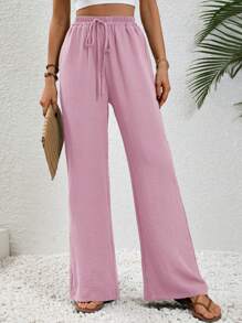 COZZY - Pantalon Ample À Noeud sans Poche, Vieux Rose