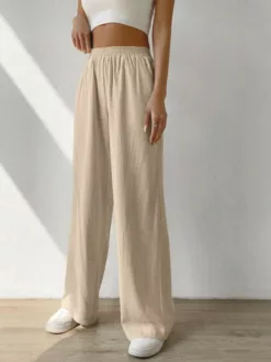 COZZY - Pantalon Ample Unicolore sans Poche, Camel