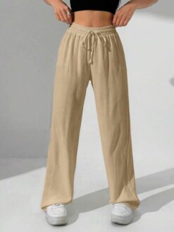 COZZY - Pantalon Ample À Noeud sans Poche, Caramel
