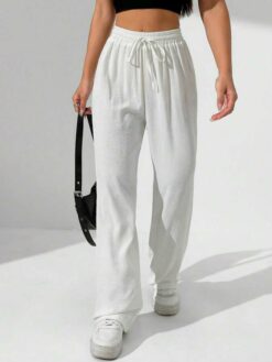 COZZY - Pantalon Ample À Noeud sans Poche, Blanc