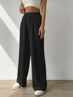 COZZY - Pantalon Ample Unicolore sans Poche, Noir