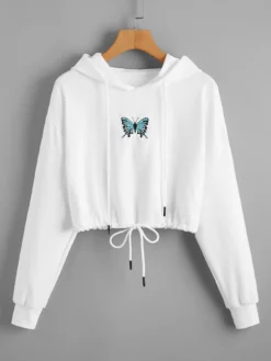 COZZY - Sweat-shirt à capuche imprimé papillon Blanc