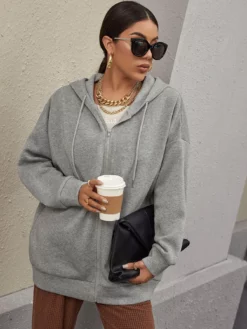 COZZY - Pull à capuche avec zip Gris