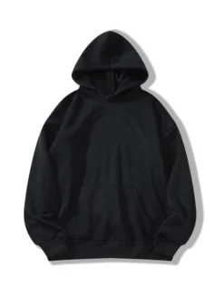 COZZY - Sweat-shirt à capuche unicolore à poche kangourou en noir
