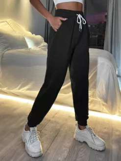 COZZY - Pantalons de survêtement Cordon Unicolore, Noir