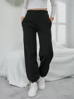 COZZY - Pantalon de survêtement unicolore à taille élastique à poche en Noir