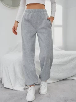 COZZY - Pantalon de survêtement unicolore à taille élastique à poche en Gris