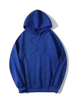 COZZY - Sweat-shirt à capuche unicolore à poche kangourou à cordon en bleu azur