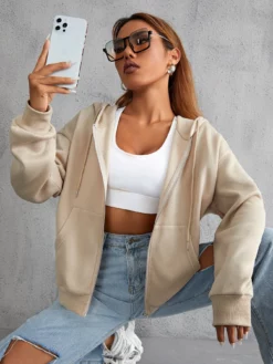 COZZY - Sweat-shirt à capuche unicolore à cordon Nude