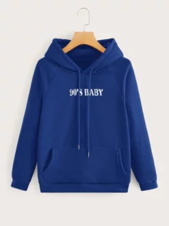 COZZY - Pull à capuche avec motif lettre "90'S BABY" en Bleu Azur
