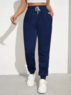 COZZY - Pantalon de survêtement unicolore à cordon à poche, Bleu marine