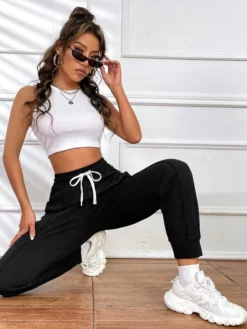 COZZY - Pantalon de survêtement à cordon à poche, Noir