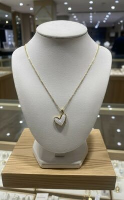 Maison Accessoire - Collier doré a motif Cœur blanc